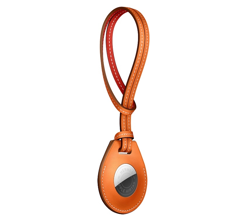 Apple AirTag Hermes bag charm in Swift calfskin  orangeCapucine.jpg