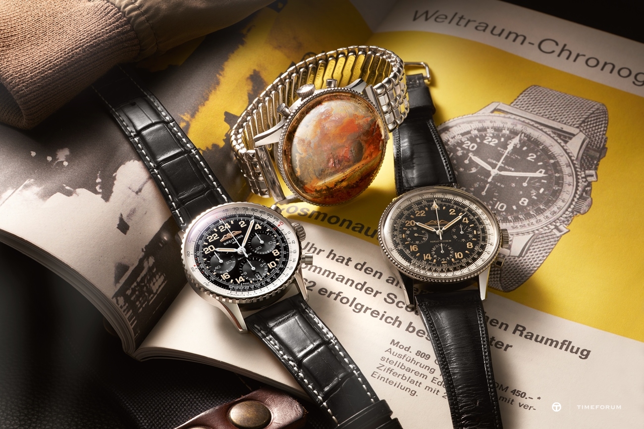 03_The Navitimer Cosmonaute Limited Edition, the first Swiss wristwatch in space and a historical Cosmonaute from 1962 (left to right)_RGB.jpg