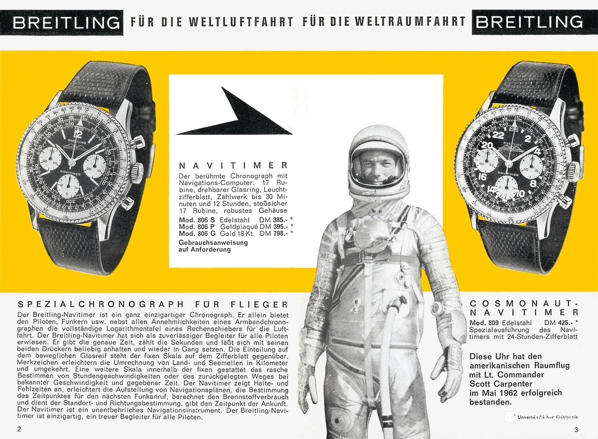 01_Breitling advertisement from the 1964 Breitling Catalogue for the Navitimer and the Navitimer Cosmonaute.jpg