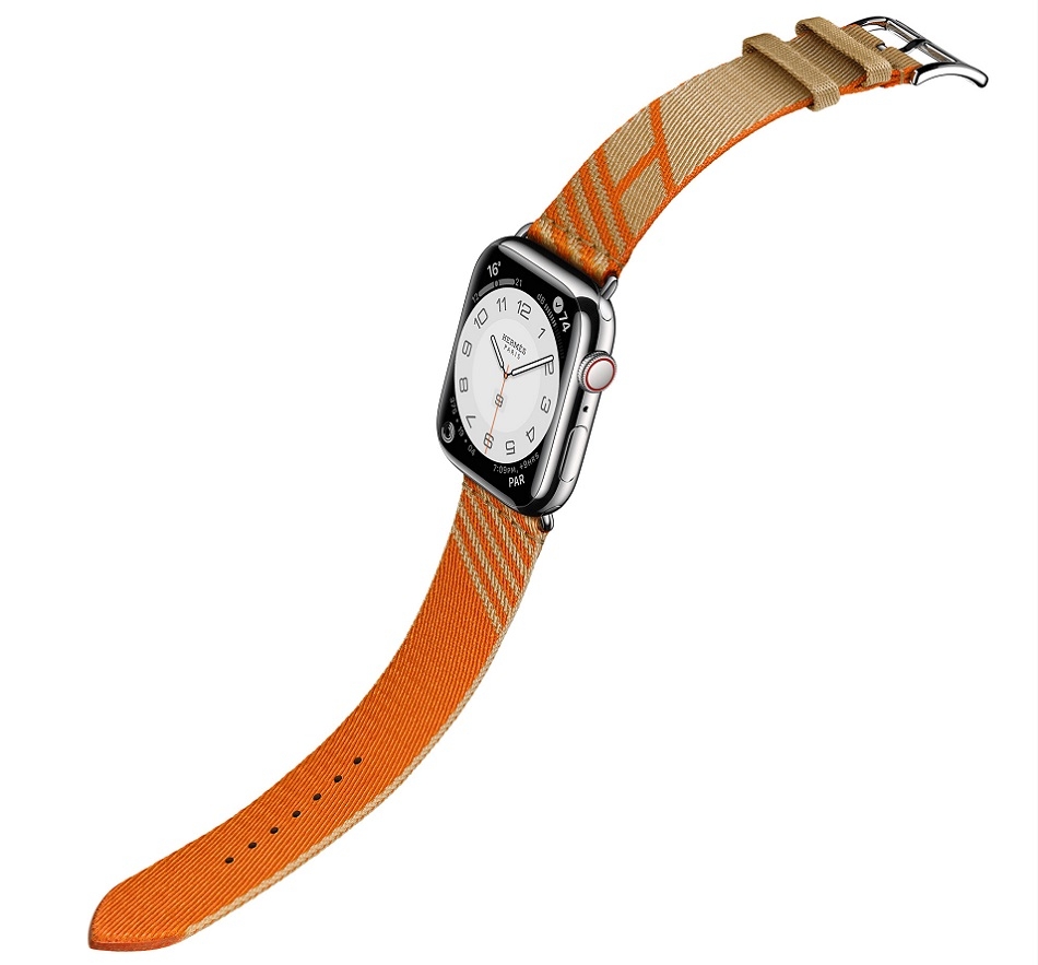 Apple Watch Hermes Series 7 Jumping bracelet en sangle kraftorange (10).jpg