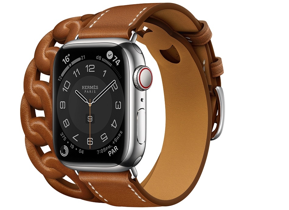 Apple Watch Hermes Series 7 Gourmette 41mm bracelet double tour en veau Barenia (13).jpg