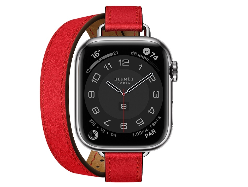 Apple Watch Hermes Series 7  Attelage 41mm case with double tour band in rouge de coeur Swift calfskin (5).jpg