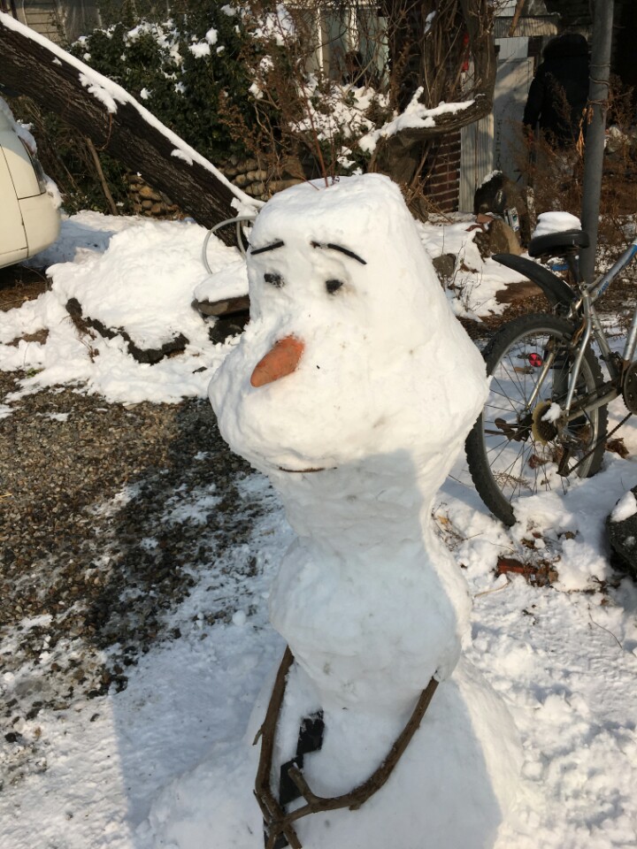 1487732223373.jpeg : 친구가 실제로 만든 겨울왕국 눈사람